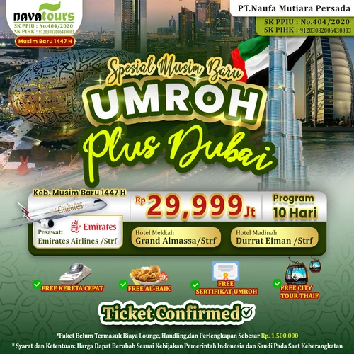 umroh tambah dubai 29 jutaan