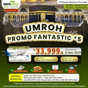 Paket umroh November 2025 hotel Zamzam Tower dan Al Haram harga 33 jutaan