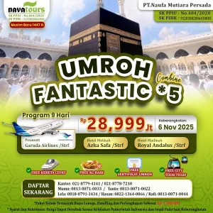 Promo umroh November 2025 harga 28 jutaan hotel bintang 5 Nava Tour