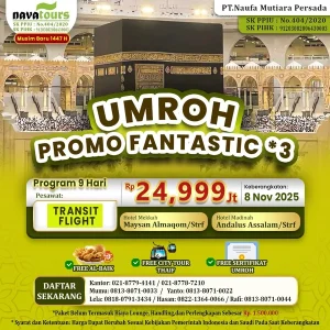 Umroh November 2025 promo fantastik harga 24 jutaan transit flight Nava Tour