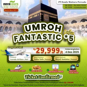 Paket umroh Desember 2025 harga 29 jutaan program fantastic Nava Tour