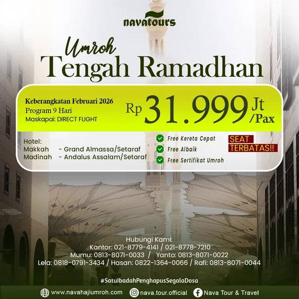 Paket umroh tengah Ramadhan 2026 harga 31 jutaan Nava Tour
