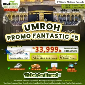 Promo umroh Desember 2025 harga 33 jutaan hotel bintang 5