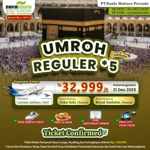 Umroh Desember 2025 reguler 9 hari harga 32 jutaan Nava Tour