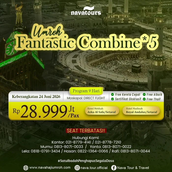 Paket umroh juni kombinasi hotel Makkah dan Madinah fasilitas lengkap