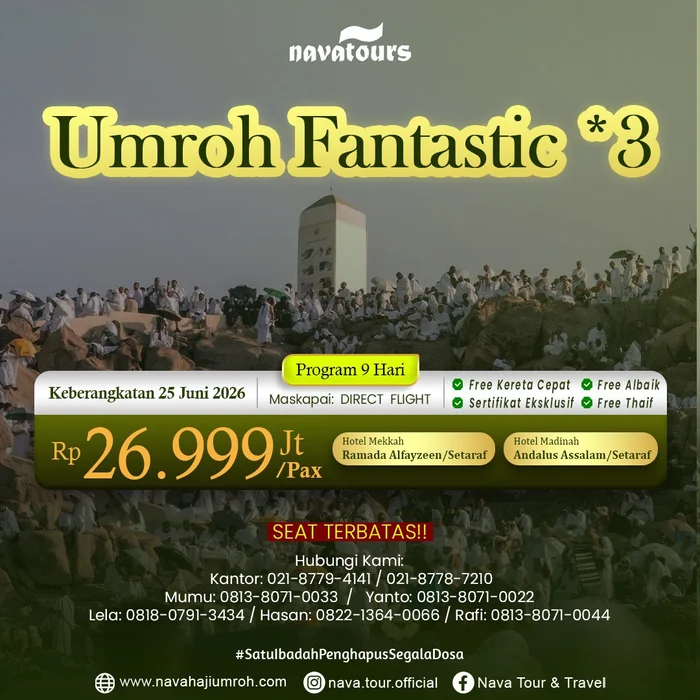 Umroh juni 2026 program 9 hari harga promo dari Nava Tour