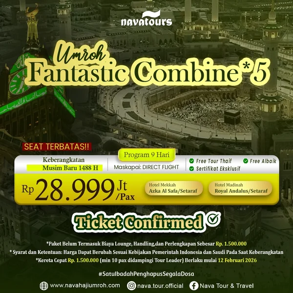 paket umroh 9 hari direct flight harga 28 jutaan Nava Tour hotel Mekkah dan Madinah setaraf dekat masjid