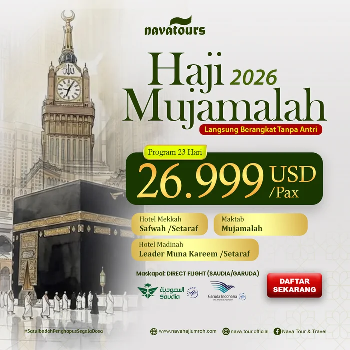 paket haji mujamalah 2026 harga 26.999 USD dengan fasilitas hotel dekat Ka'bah