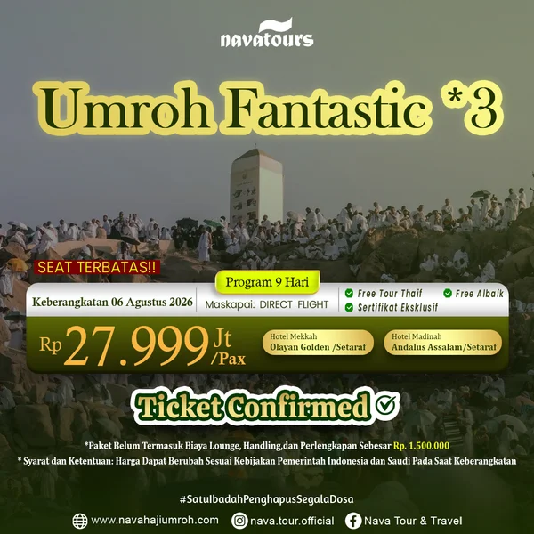 paket umroh agustus 2026 program 9 hari direct flight harga terjangkau fasilitas lengkap