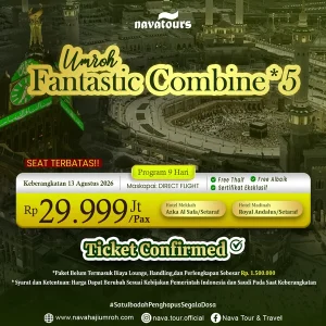 program umroh agustus all in 2026 hotel dekat masjid fasilitas premium direct flight