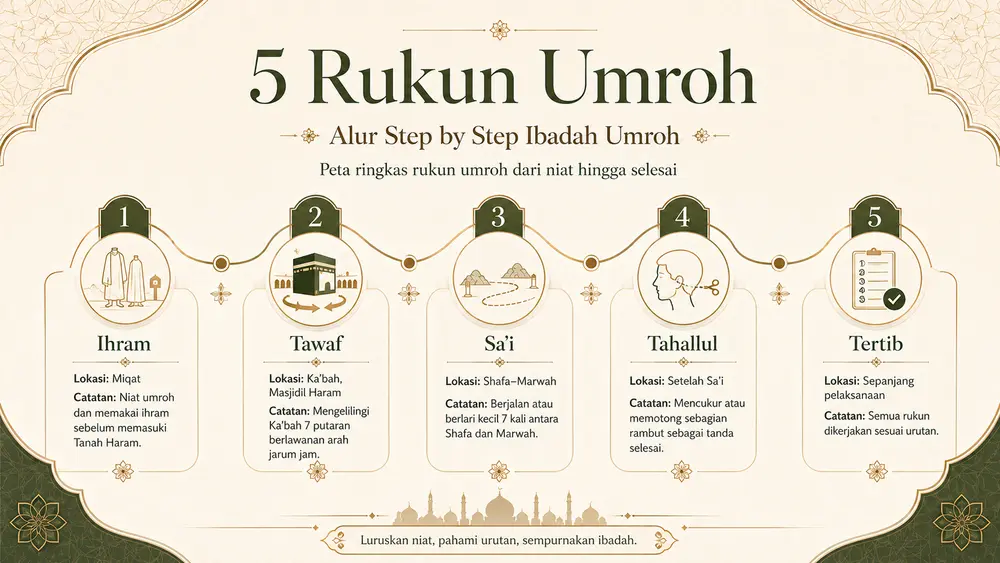 5 rukun umroh yang harus dikerjakan setiap muslim