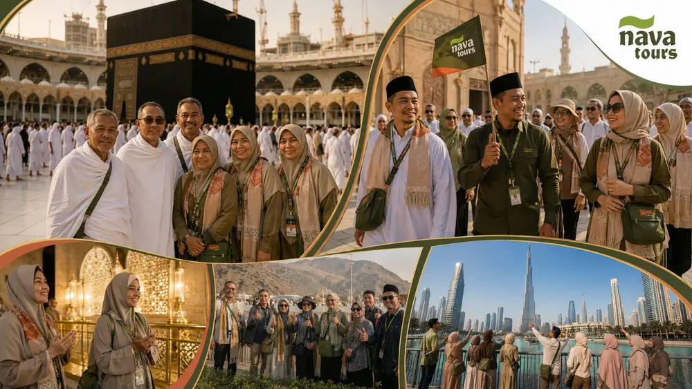 Dokumentasi jamaah Nava Tour & Travel saat menjalankan umroh plus Dubai