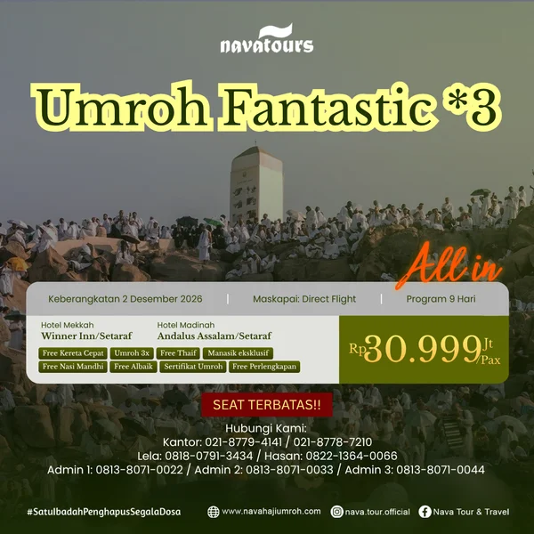 Paket Umroh Fantastic Bintang 3 2 Desember 2026 Nava Tour
