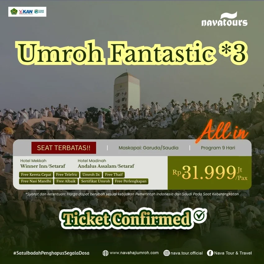 Poster Paket Umroh Fantastic Bintang 3 September 2026 Nava Tour