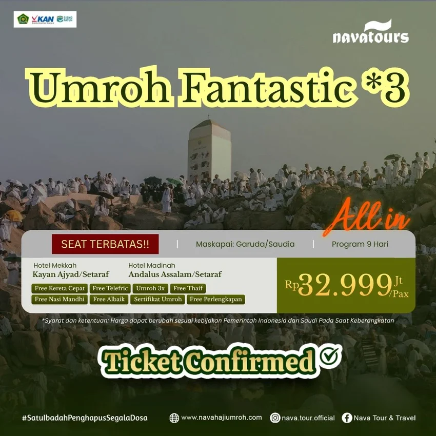 Poster Paket Umroh Fantastic Bintang 3 November 2026 Nava Tour