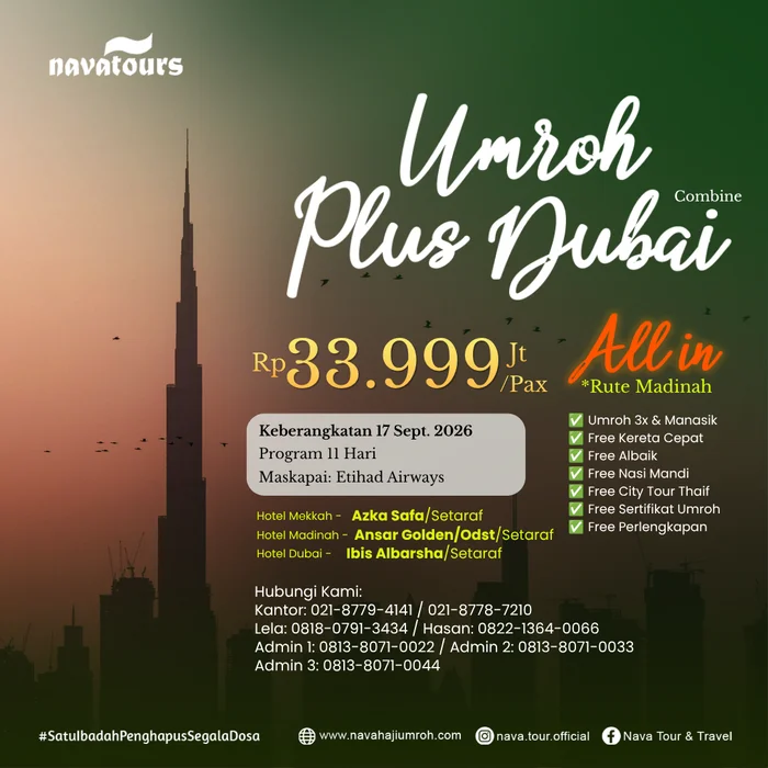 Paket Umroh Plus Dubai Combine 17 September 2026 Nava Tour