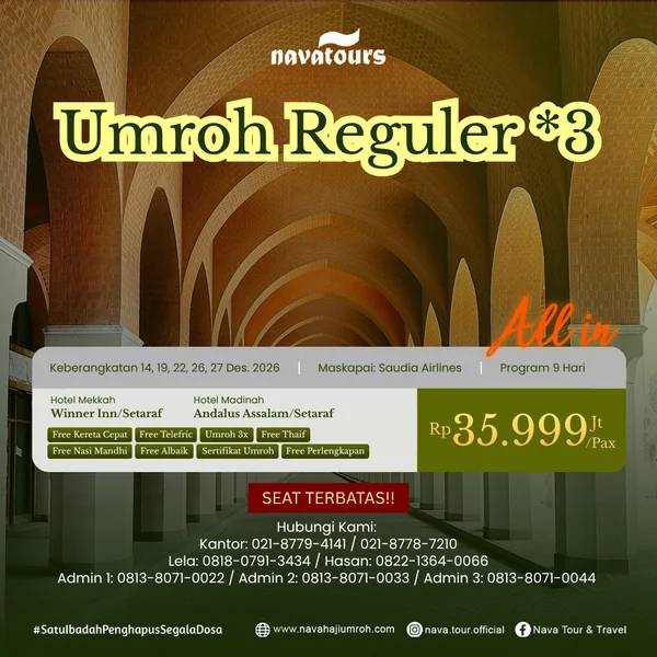 paket umroh reguler bintang 3 keberangkatan desember 2026 nava tour