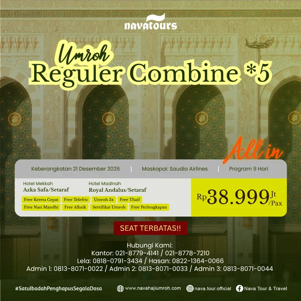 paket umroh reguler bintang 5 combine 21 desember 2026 nava tour