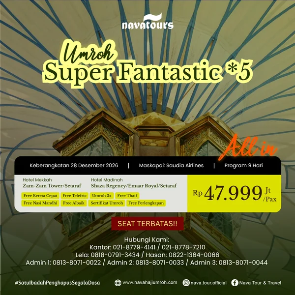 paket umroh super fantastic bintang 5 28 desember 2026 nava tour
