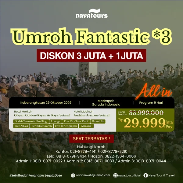 Paket Umroh Fantastic Bintang 3 29 Oktober 2026 Nava Tour