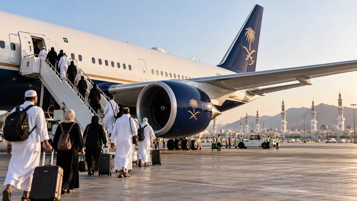 Pesawat Saudia Airlines untuk perjalanan umroh